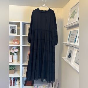 Dainty Jewells Black Long Sleeve Tiered Dress